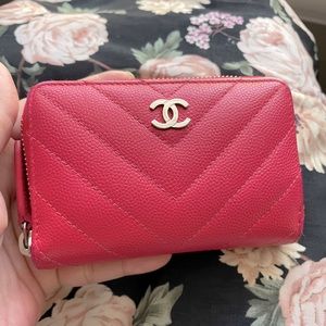 Auth chanel zipper card coin holder